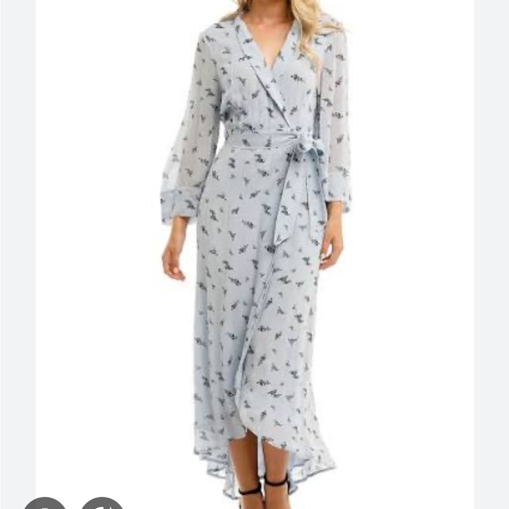 Ganni High Low Dress in Light Blue Floral 34eu   4us